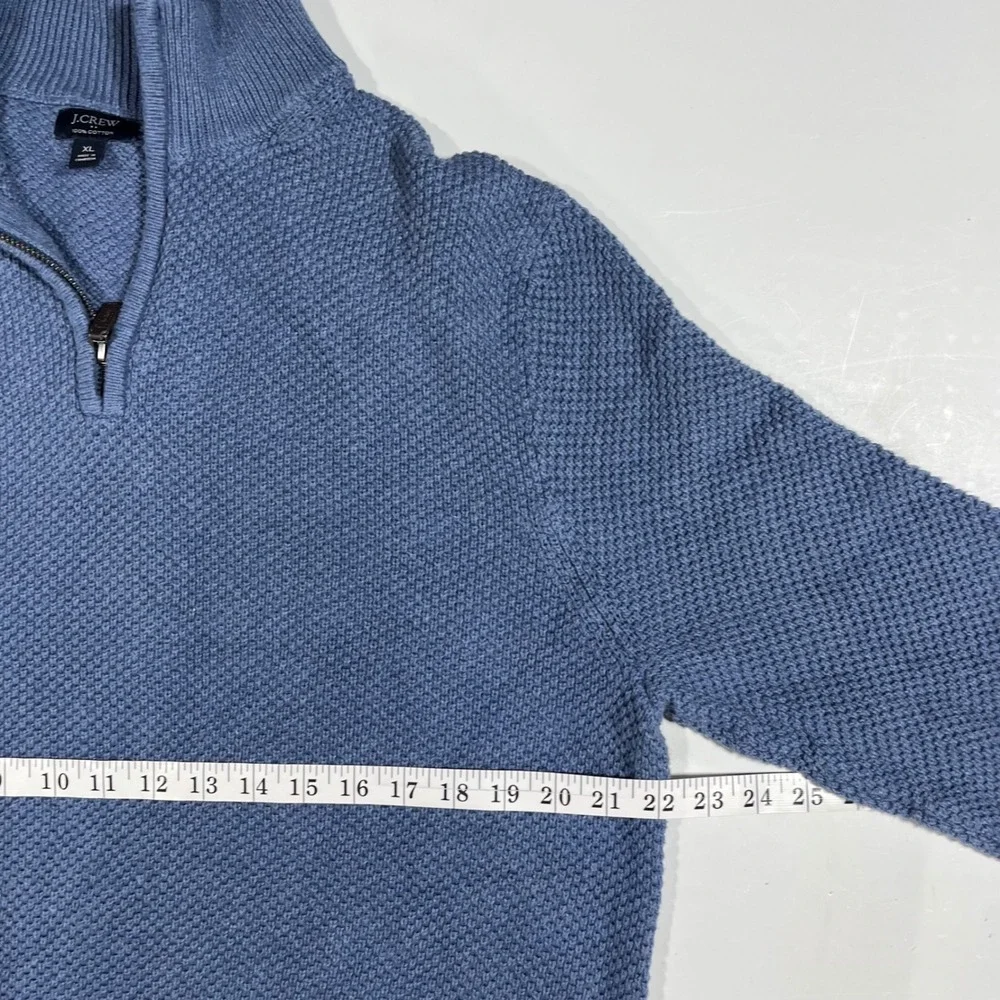 J.Crew Preppy Coastal Nautical Beachy Waffle Knit 1/4 Zip Sweater‎ Mens XL